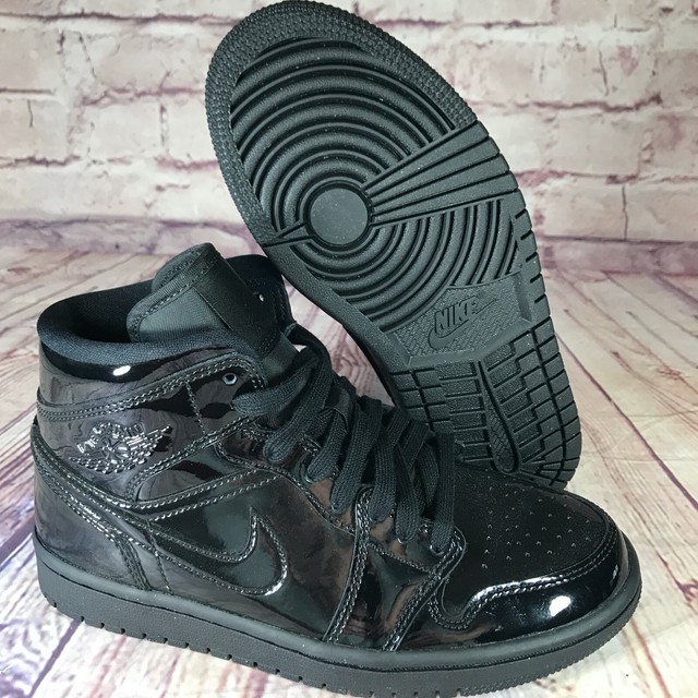 Nike Air Jordan 1 Mid Patent Leather Triple Black Bq6472 002 Women's Size 7 for sale online | eBay