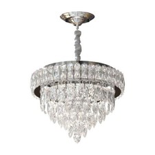 Modern Chandelier Flush Crystal Light Chrome Droplet Ceiling Lampshade Pendant