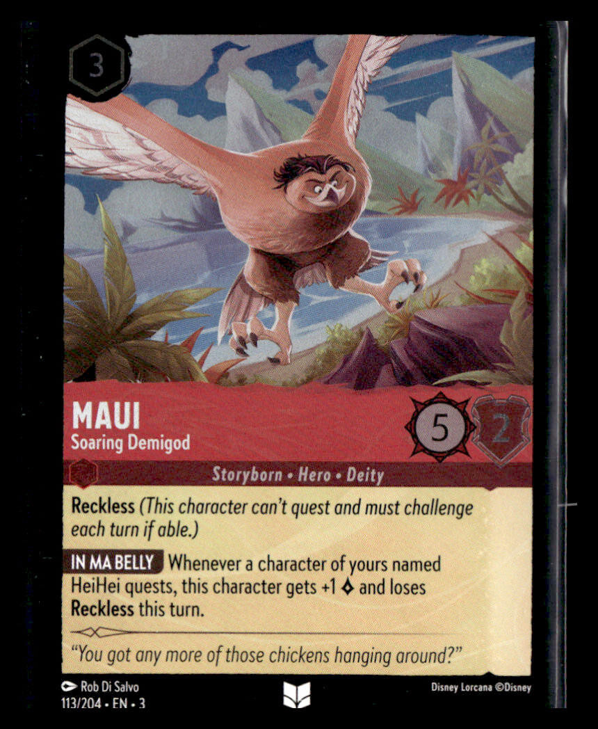 pokemon cards maui Lorcana Proxy 114/204 Description Maui Soaring Demigod Cold Foil