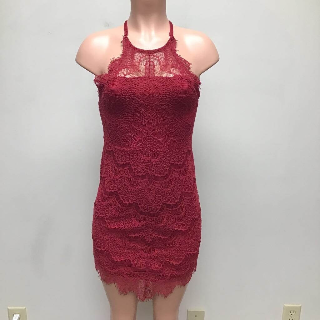 red eyelash lace dress Intimately Free People Womens Slip Dress Red Eyelash Lace Spaghetti Strap S