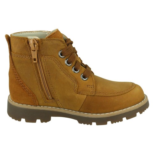 Clarks Cuir Garçon Bottines Heath Dentelle K - Picture 3 of 9