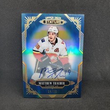 Matthew Tkachuk Blue 04 /10 Auto 2020-21 Upper Deck Stature 33 Calgary Flames