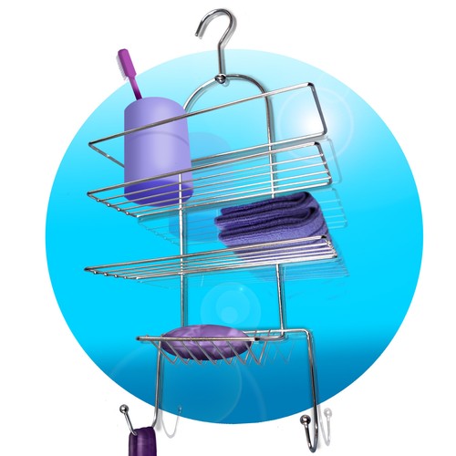 Bathroom Rack Hook Bathroom Tray Shower Tray Bathroom Shelf Chrome