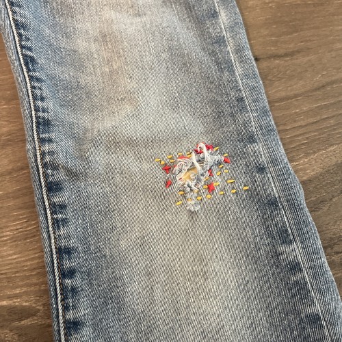 GAP Kids Denim Boys Stretch Straight Distressed Jeans Size 7 Regular - Picture 2 of 7