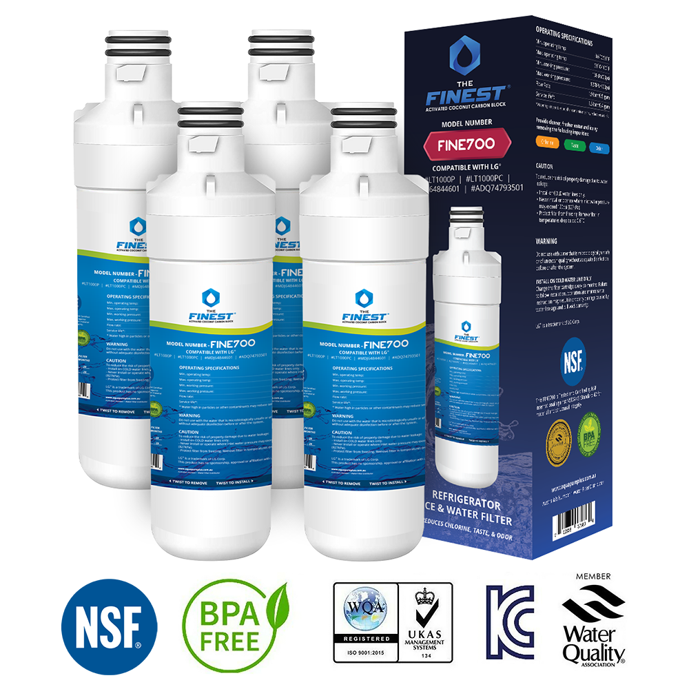 4 x Water filter and 4 x Fresh air filter Combo for LG Fridge GF