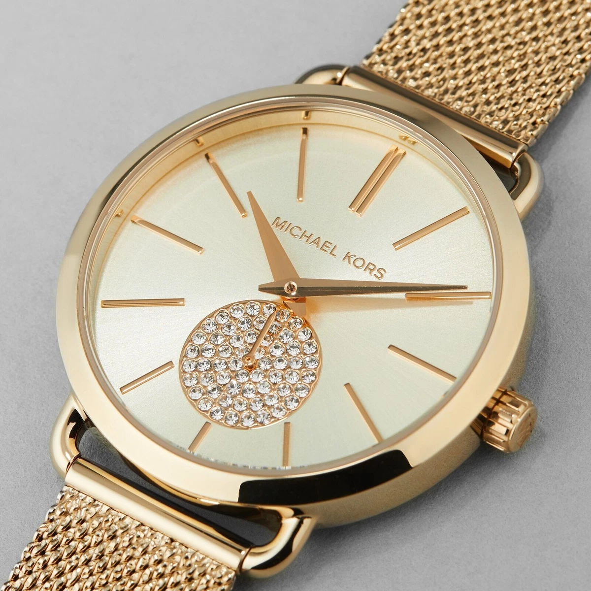 MICHAEL KORS Portia MK3844 Gold Mesh Glitz Ladies Watch NEW MK watch