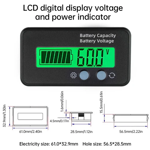 2x Grün DC6-100V LCD Digital Batterie Kapazität Monitore Anzeige Spannungsmesser - Bild 7 von 23