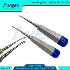 Blue Color-Coded Tooth Root Extraction Elevators Straight Tipped 3mm+4mm (2PC)