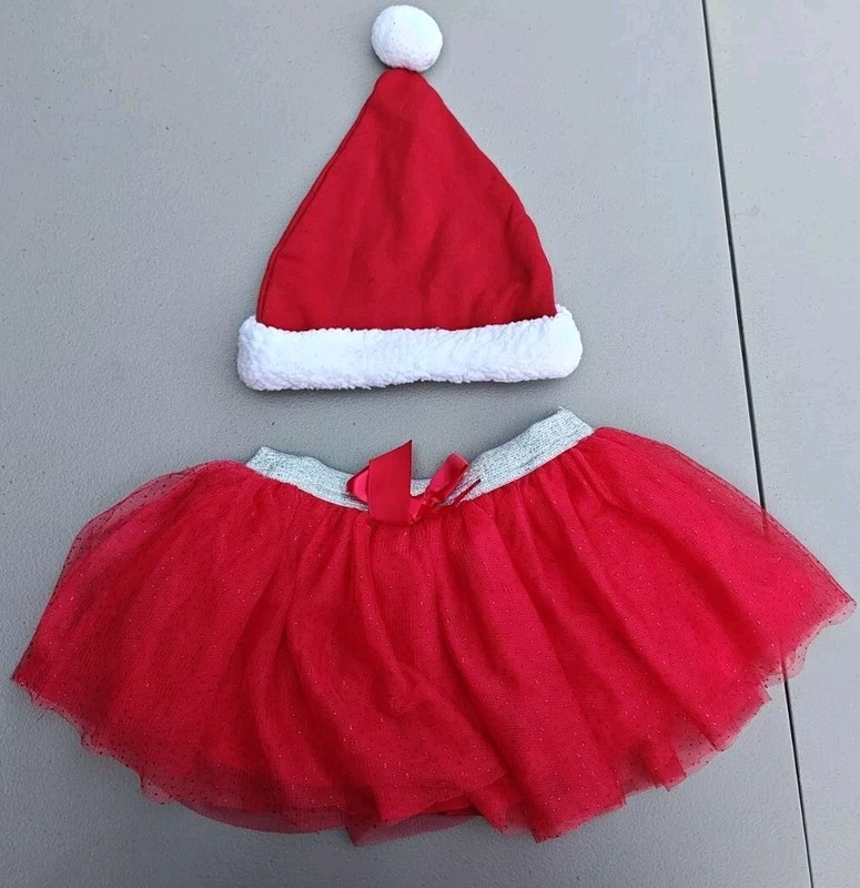Holiday Christmas Toddler 2t Skirt And Disney Baby Santa Hat