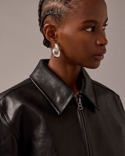 New Jcrew J Crew Italian Leather Jacket Size Small Black $798 NWT - Picture 8 of 8