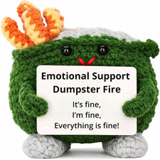 Emotional Support Dumpster Fire Crochet, Handmade Positive Support Gift. Counsel
