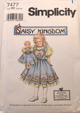 Daisy Kingdom Sewing Pattern Girl's DRESS PINAFORE Doll 7477 Sz 5-6-7-8 UNCUT
