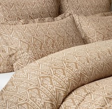 RH Restoration Hardware Naya Diamond Duvet Cover Burnt Caramel Natural King