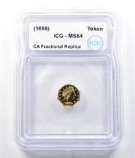 (1898) California Fractional Gold Token 1 Dollar Indian Head MS64 ICG *3525