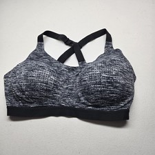 Victoria Sport Women Sports Bra 34DD Black Heather Geometric Wireless Racerback