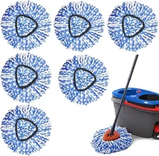 6 Pack Spin Mop Replacement Heads Compatible with Ocedar RinseClean, Microfiber