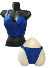 Vintage ESCANTE Royal Blue Bralette Panty Set NWT Size LARGE