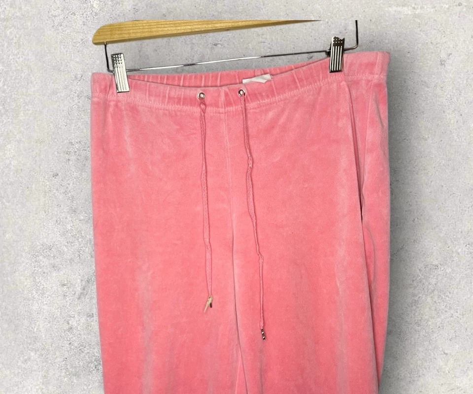 Vintage G.W. Pantalones de salón informales deportivos para mujer talla mediana de terciopelo rosa tiro alto Foto 2 de 4