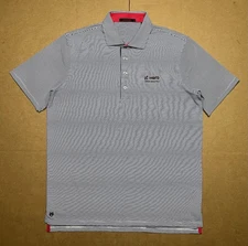 Greyson Men’s M Hero World Challenge Navy White Striped Golf Club Polo