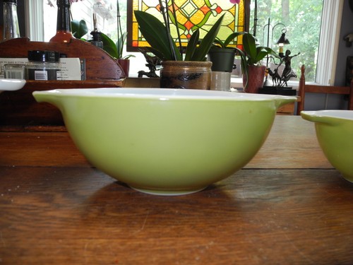 Set of 3 Pyrex Cinderella Mixing Bowls Autumn Floral Verde 444 443 441 Very Nice - Picture 3 of 24