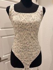 Cream  Green Printed Tank Bodysuit