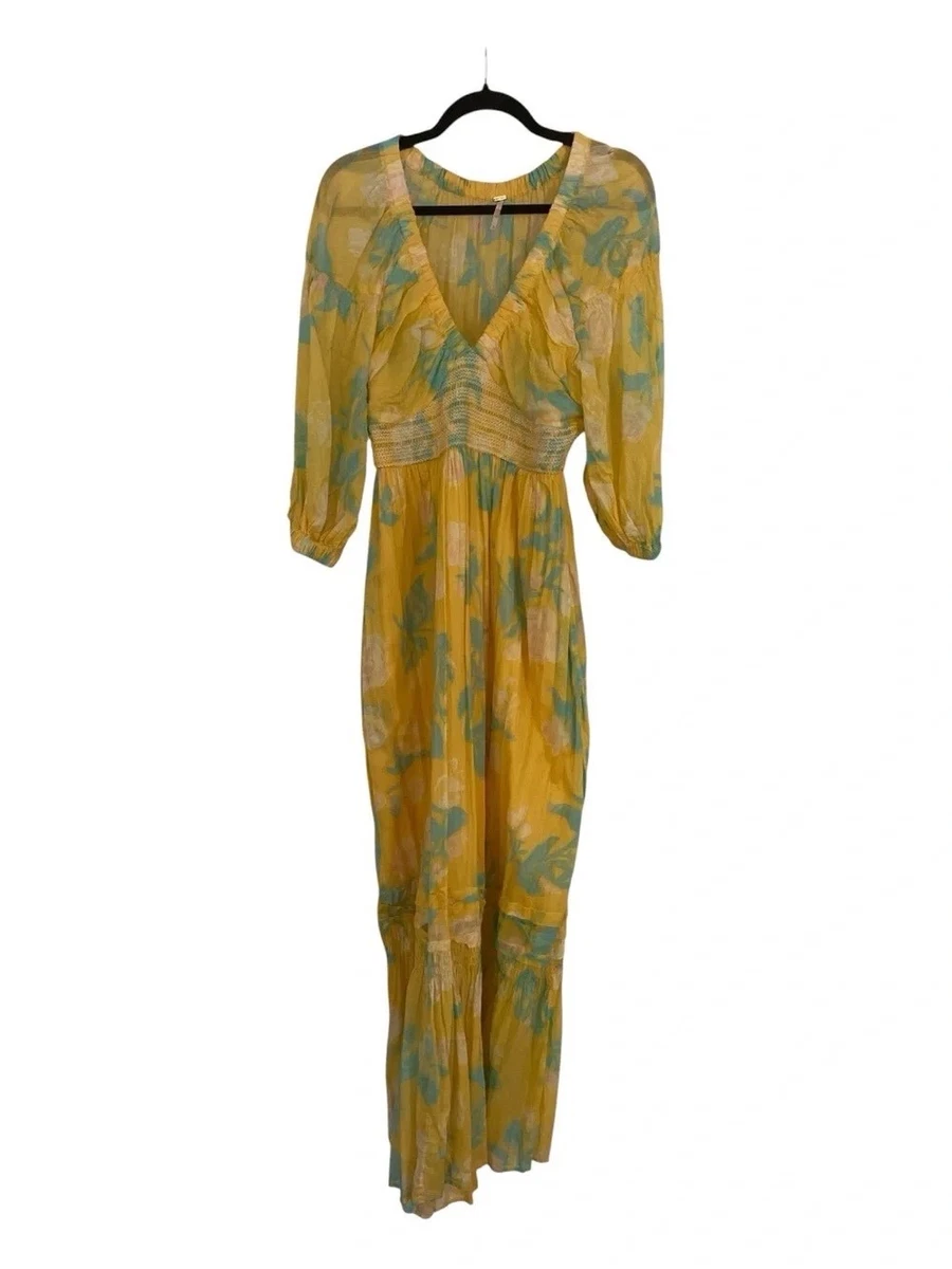 free people anita cotton printed maxi dress Free People Anita Cotton Printed Maxi Dress Black Multicolor SZ M