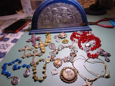 Vintage Religious Catholic Christian Devotional Items Lot - 17 Crosses Addition