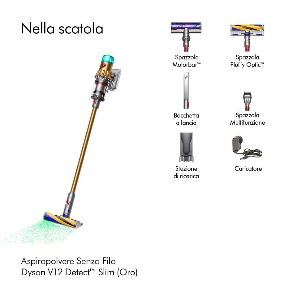 Aspirapolvere Senza Filo Dyson V12 Detectᵀᴹ Slim (Oro) Nuovo - Immagine 3 di 4