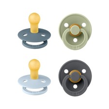 Colour Pacifier, 0-6 Months, 4-Pack, Round Nipple, Baby Blue Mix