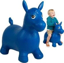 Bouncy Horse Inflatable Jumping Toy for Toddlers - Birthday Gift, Blue