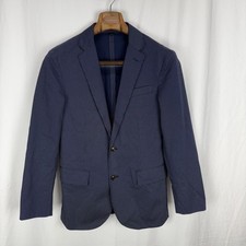 J Crew Mens Crosby Classic-fit Suit Jacket Double Vent Size 34S Blue Pin Dot