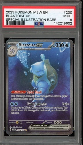 Pokemon Blastoise ex 151 MEW EN Special Illustration Rare #200 PSA 9 Mint