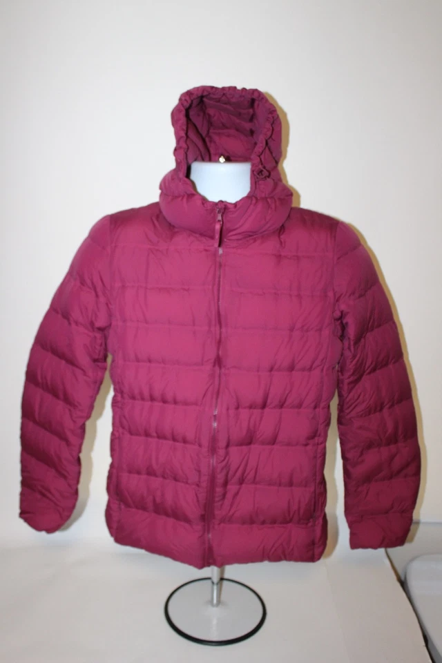 Uniqlo вниз пуховик куртка женщин M розово-лиловый с капюшоном легкий полный молнии - Изображение 3 из 4