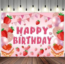 Strawberry Girls Sweet one Birthday Decoration Backdrop Party Background Decor
