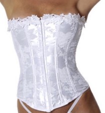 Empire Intimates White Satin Floral Lace Corset Bustier 6709 Made in USA Sz 44