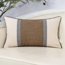 Patchwork Pillow Cover 12x20 Inch Luxury Cotton and Linen Cushion Cover Rectangl