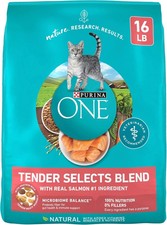 Purina ONE Natural Dry Cat Food, Tender Selects Blend With Real Salmon - 16 lb.