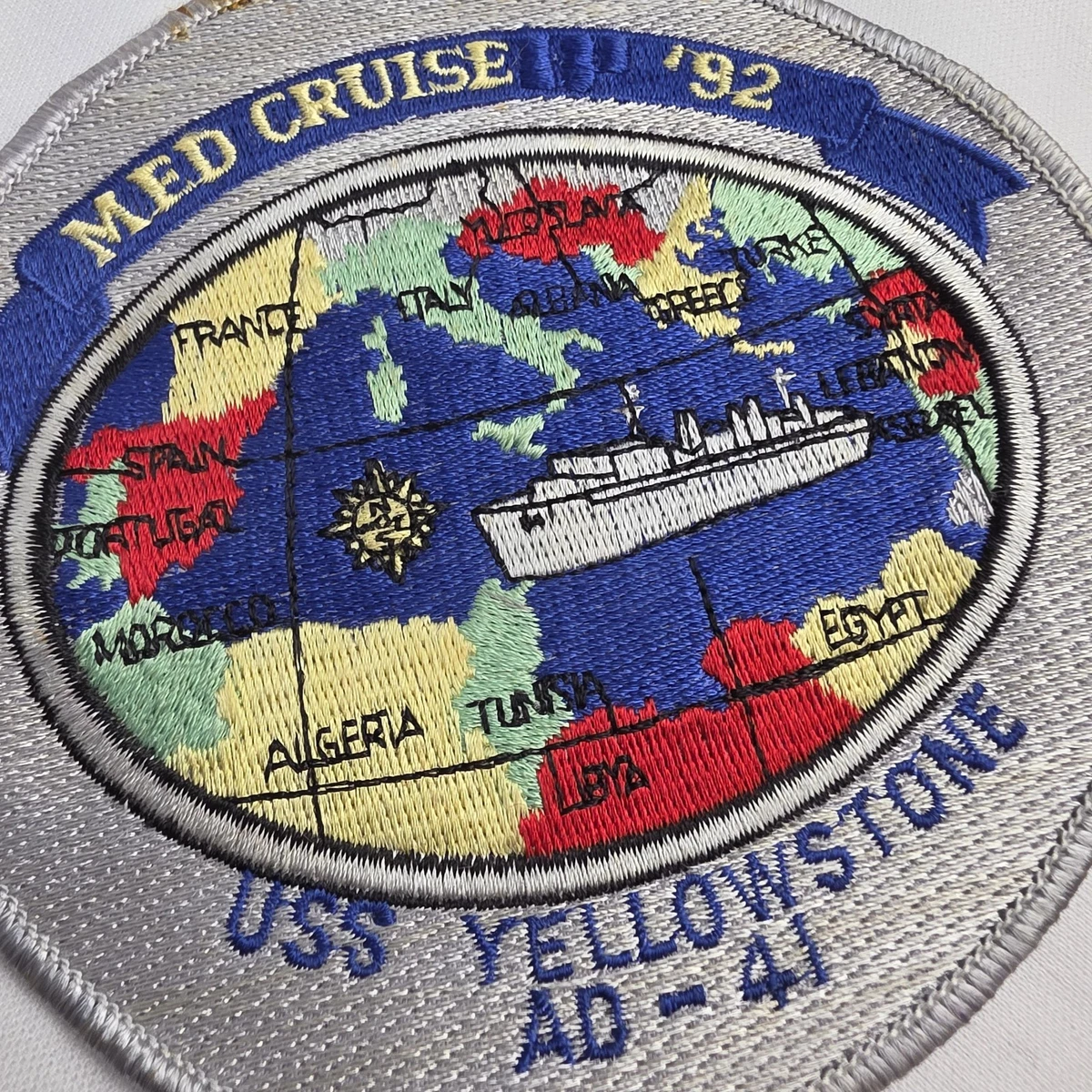 US Navy USS Yellowstone AD 41 Mediterranean Cruise Patch 1992 Vintage 5" Round