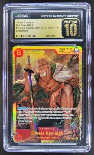 2025 ONE PIECE SILVERS RAYLEIGH SECRET RARE OP08-118 CGC 10 PRISTINE TL3