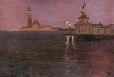 French Oil Painting Landscape View Venice Island San Giorgio Maggiore Vision