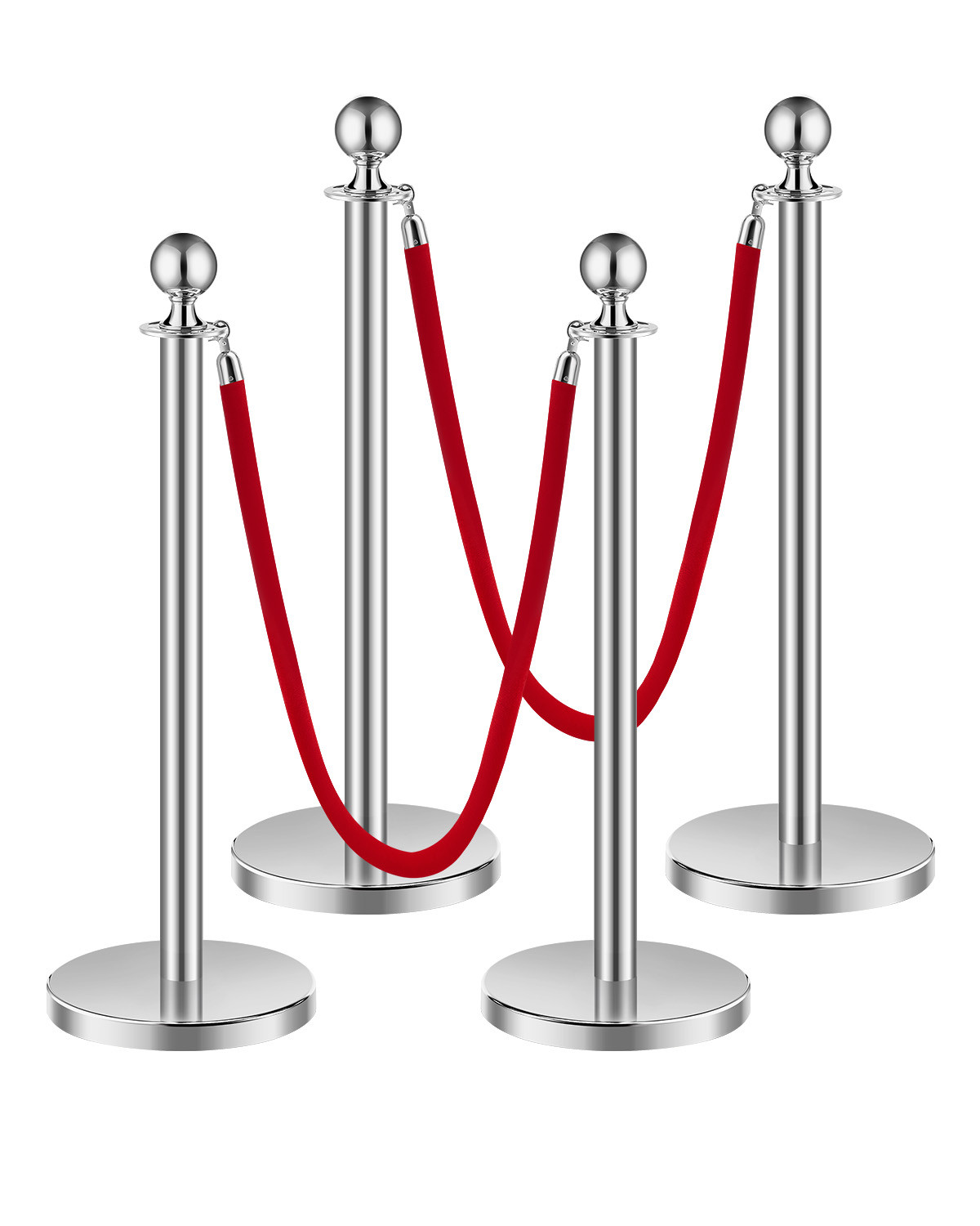 Poteau de guidage barrière de sécurité pour tapis rouge et galas 4 pcs