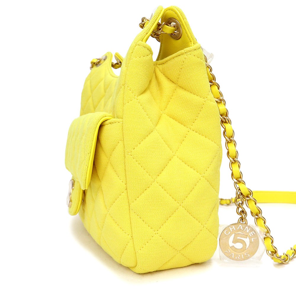 Authentic CHANEL Hobo Matelasse Chain Shoulder Bag Leather Yellow/Gold Unused image 3