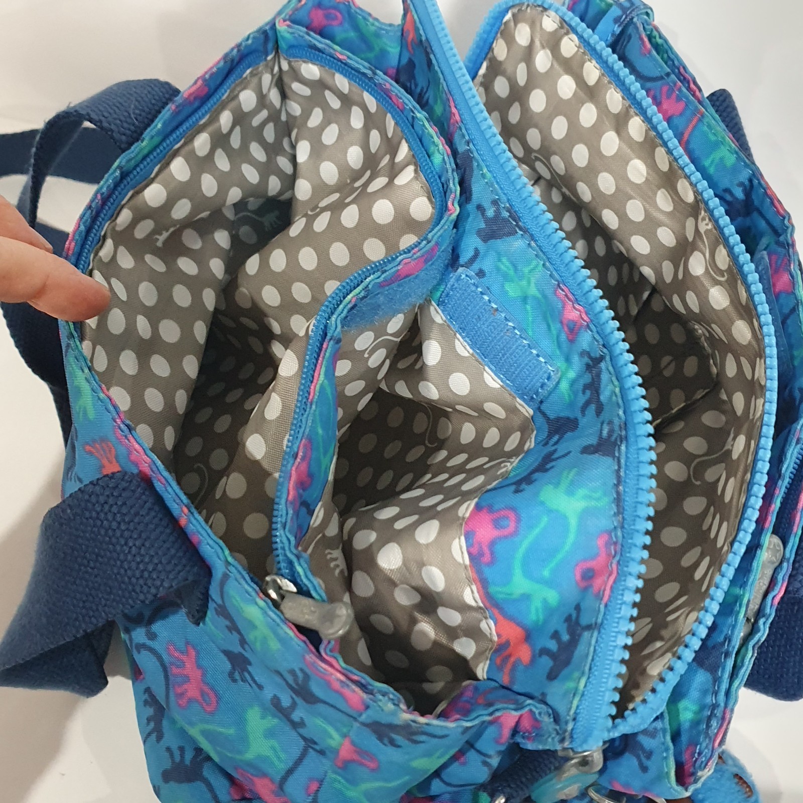 Kipling Nariko Monkey Mania Pattern Sky Blue Bag … - image 9