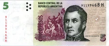 Argentina 5 Pesos 2002 UNC Pick 353D
