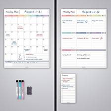 Magnetic Fridge Calendar Whiteboard, Dry Erase Refrigerator Calendar Set 3 Boar