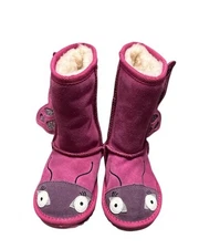 Emu Australia Girls Youth Pink 100% Merino Wool Butterfly Winter Cozy Boots K8