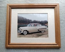 VINTAGE 1949 CHEVROLET CHEVY BEL AIR COLOR PHOTOGRAPH MATTE  WOOD FRAME