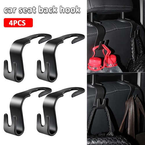 Aaiwa Black Car Seat Purse Hanger Hooks – 4pc Set, PP Plastic, Universal Fit
