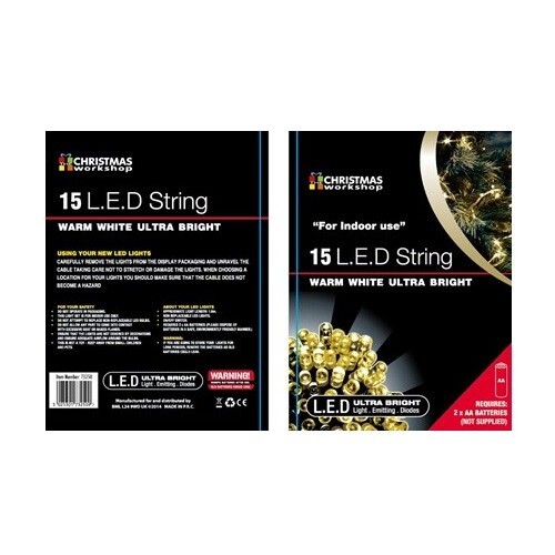 The Christmas 73250 15 Warm White LED Battery Lights eBay