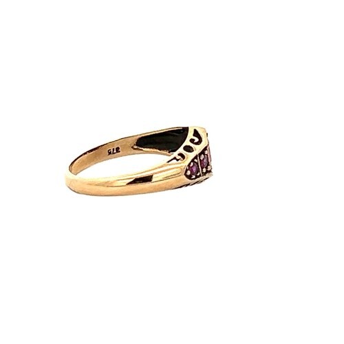 Anillo de barco vintage rubí rojo .78tcw 5 piedras banda oro amarillo 9 quilates talla 6.75 - Imagen 4 de 6
